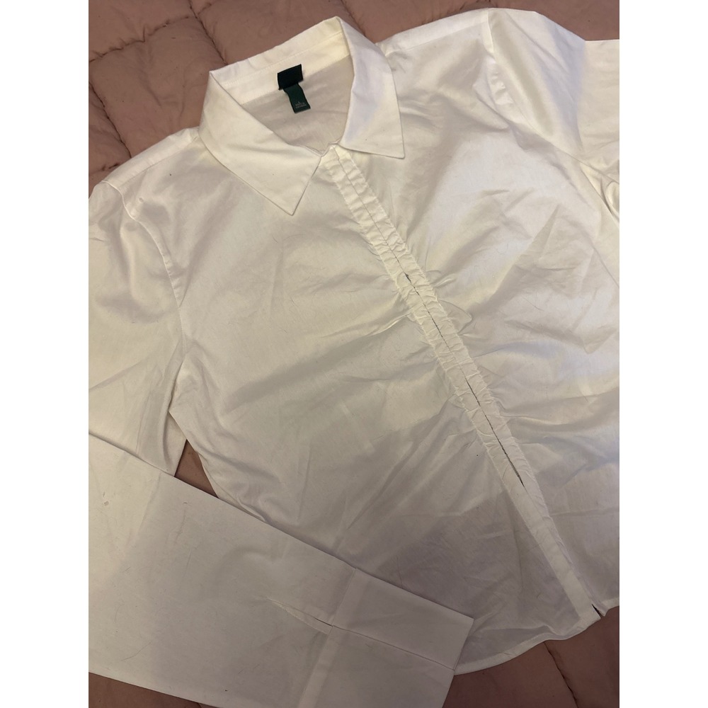 Wild Fable Womens White Cropped Hook & Eye Front Long Sleeve Top, Size L - Picture 2 of 8